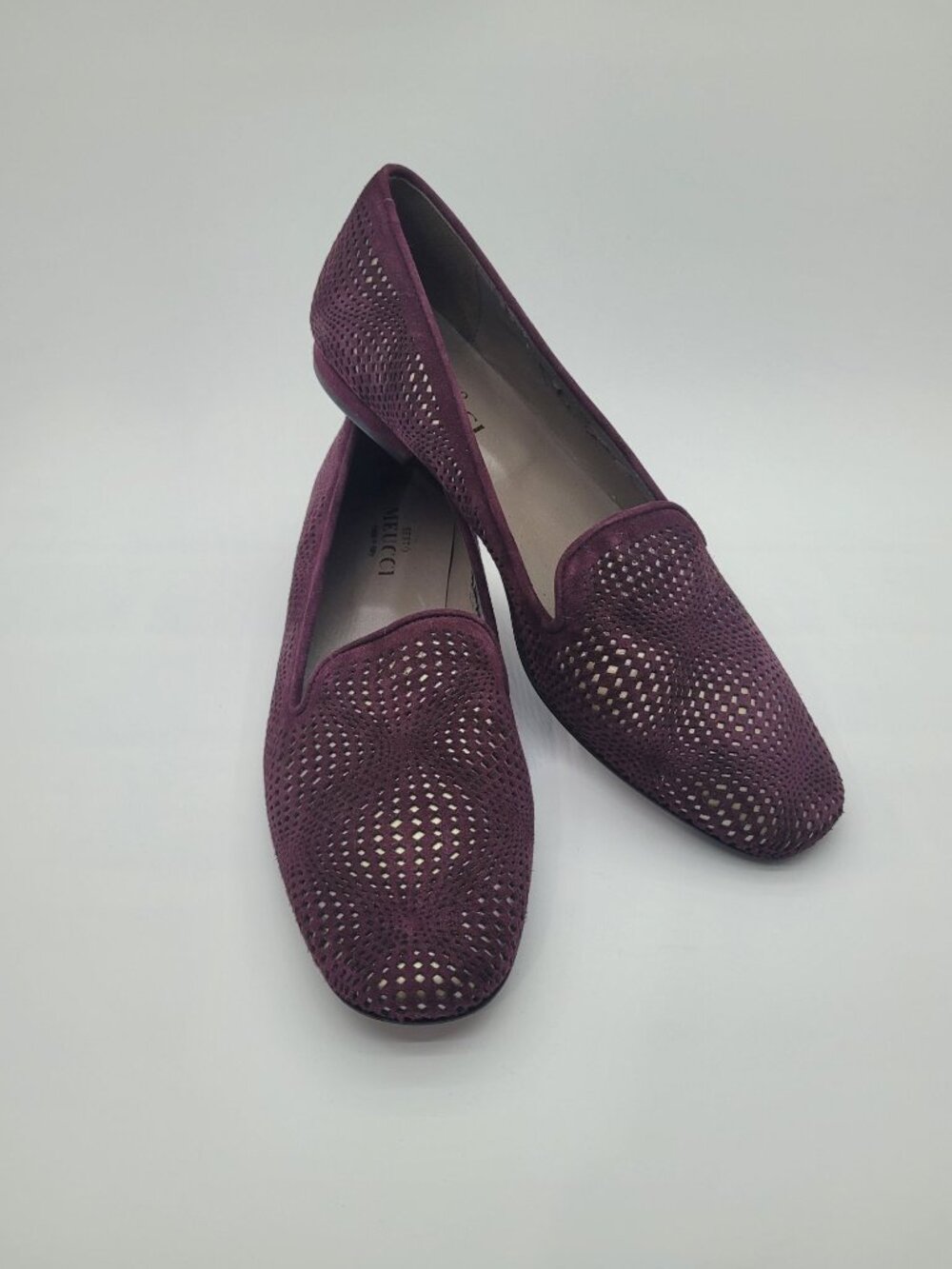 NWOB Sesto Meucci Varlet Wine Suede Laser Cut Loafers Flats 11 Narrow - READ
